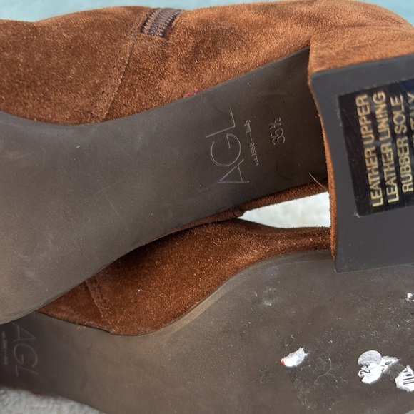 EUC Agl Brown Ankle Boots with Pointed Toe and Stiletto Heel Size 35.5 Suede - Picture 7 of 10
